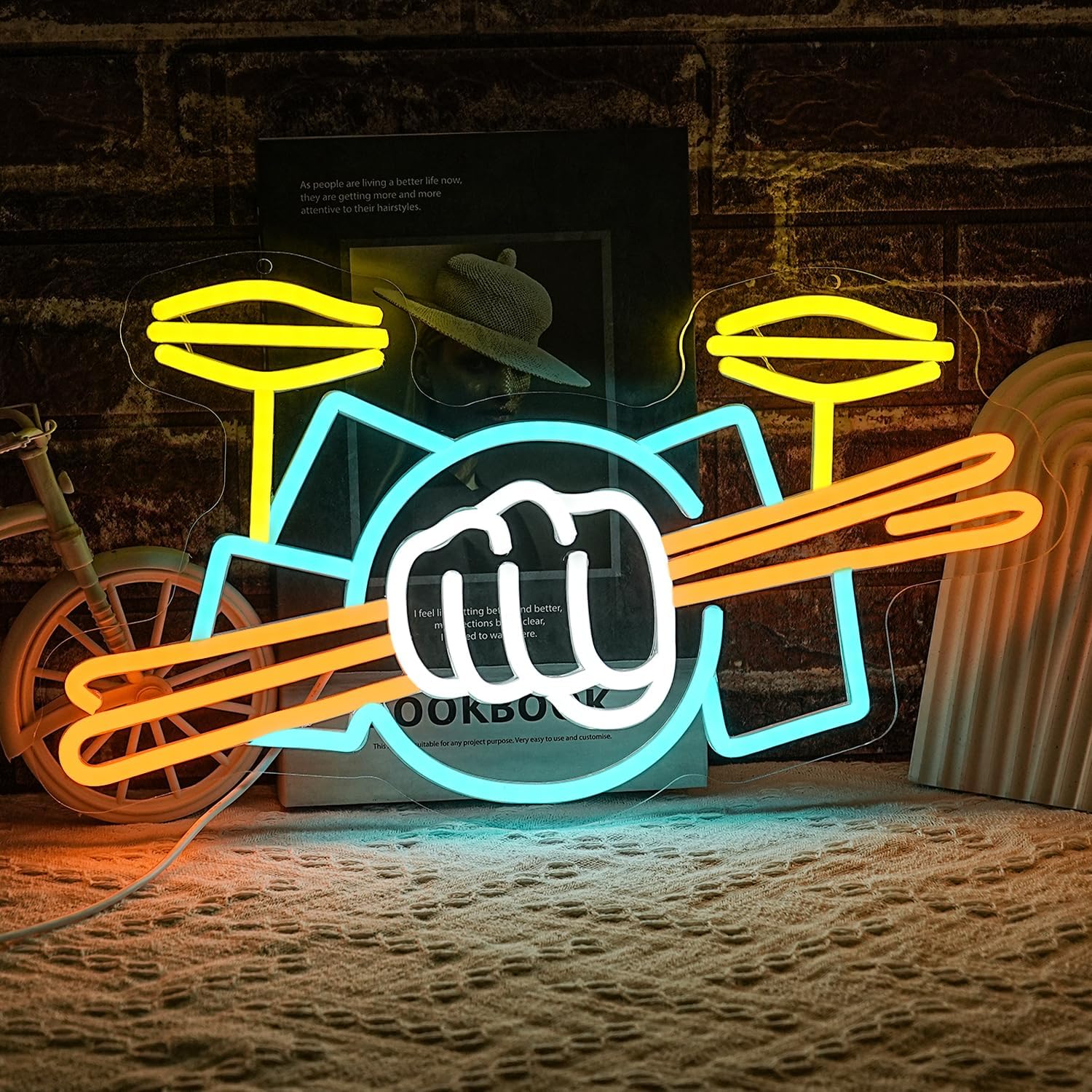 Led Lighting Wall Decor - Neonowy Znak Zestawu Perkusyjnego Zasilany USB