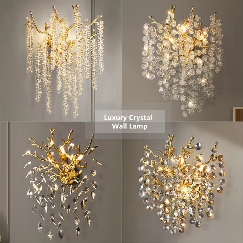 Lighting Decoration On Wall - Nowoczesna luksusowa kryształowa kinkiet salon sypialnia