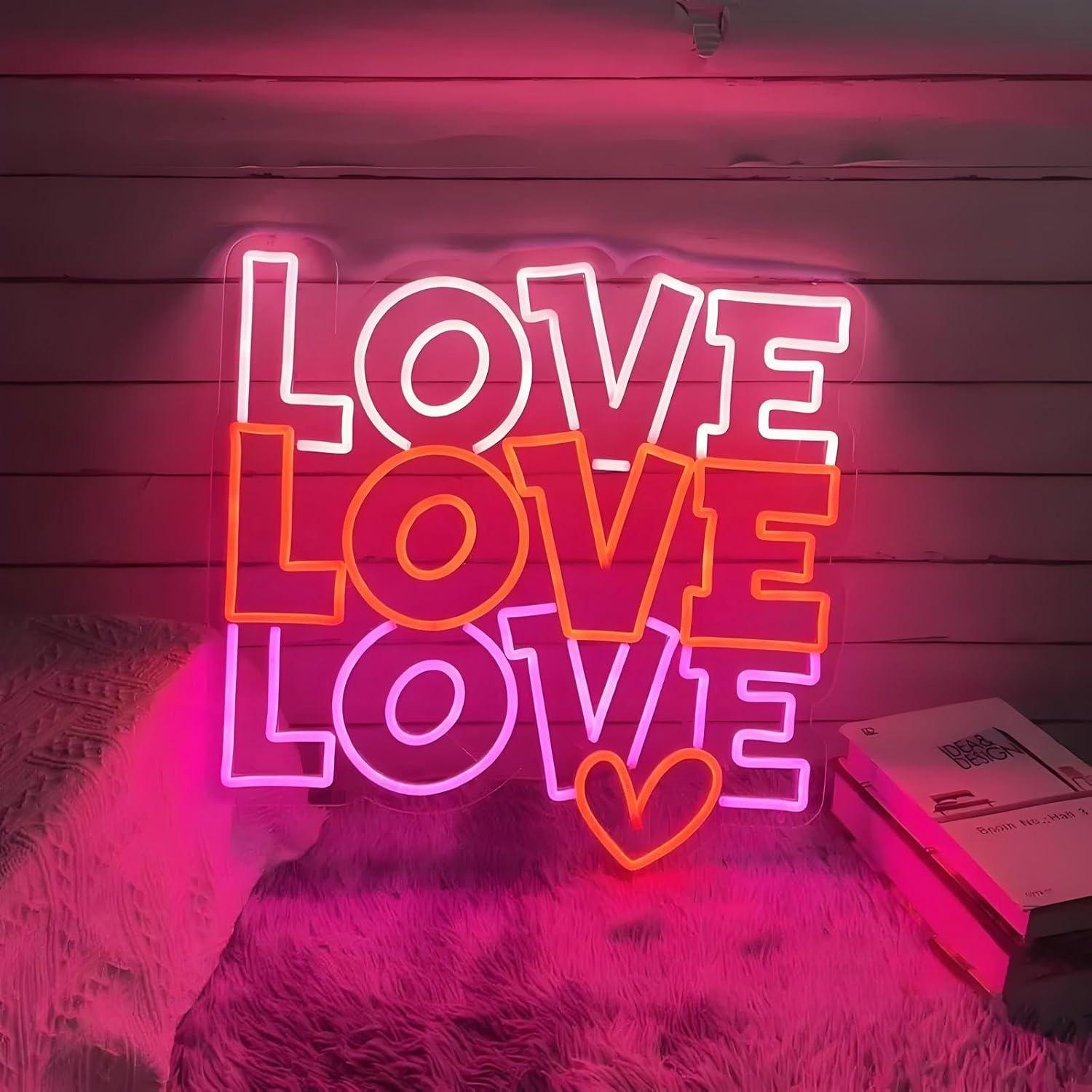 Led Lighting Wall Decor - Neonowy znak miłosny, ściemnialne lampki neonowe