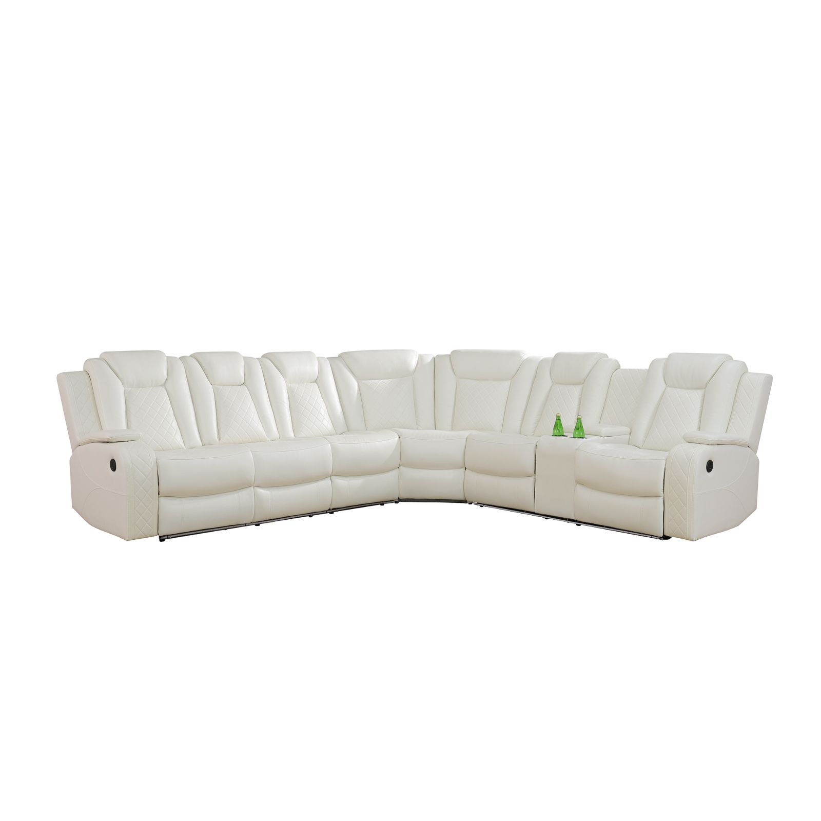 Furniture Lighting & Decor Magazine - Biała skórzana elektryczna sofa narożna z
