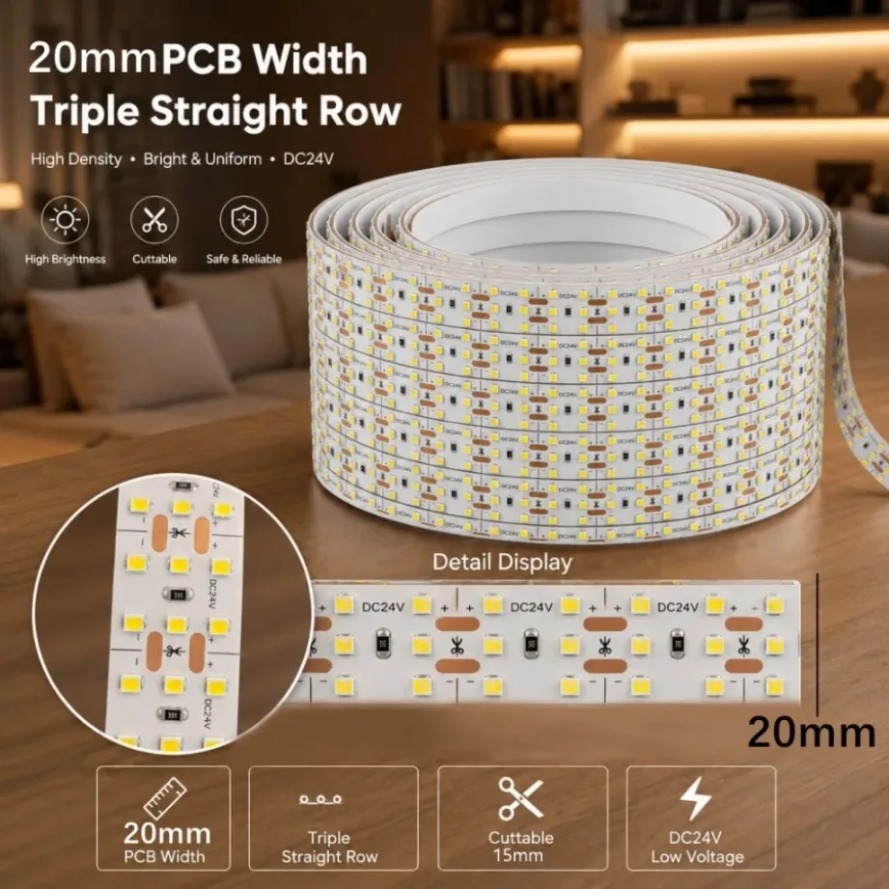Taśma LED DC24V, 3 rzędy, SMD2 – Lighting Decoration On Wall recenzja i cena