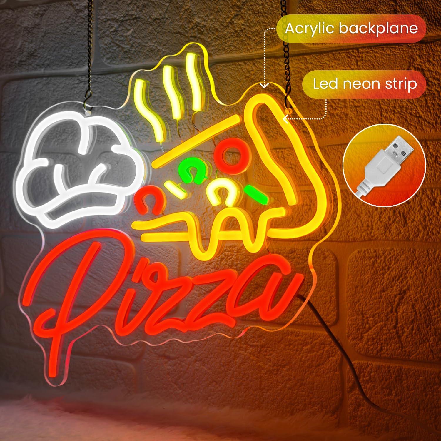 Neonowy szyld pizza, kolorowe  – Led Lighting Wall Decor recenzja i cena